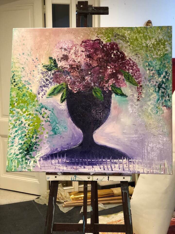 Flowers for my baby - Oil on canvas 90 x 100 cm. 2018